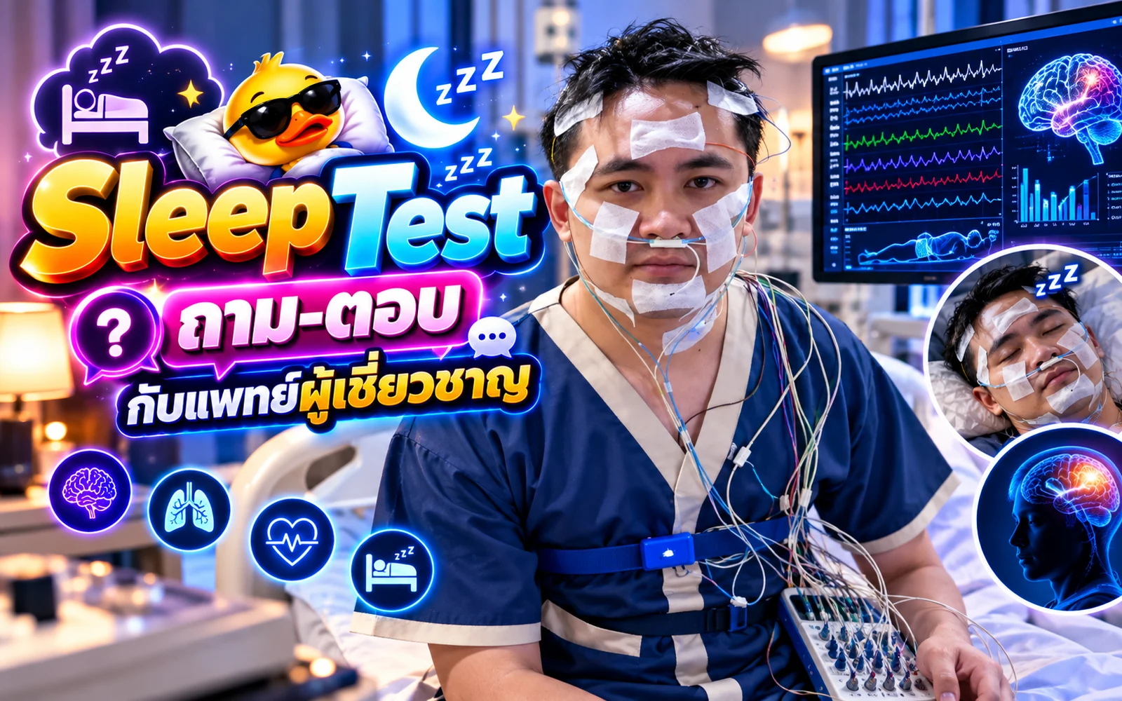 ภาพปกบทความ: Sleep Test คืออะไร? ตรวจการนอนหลับช่วยอะไร และใครควรตรวจ