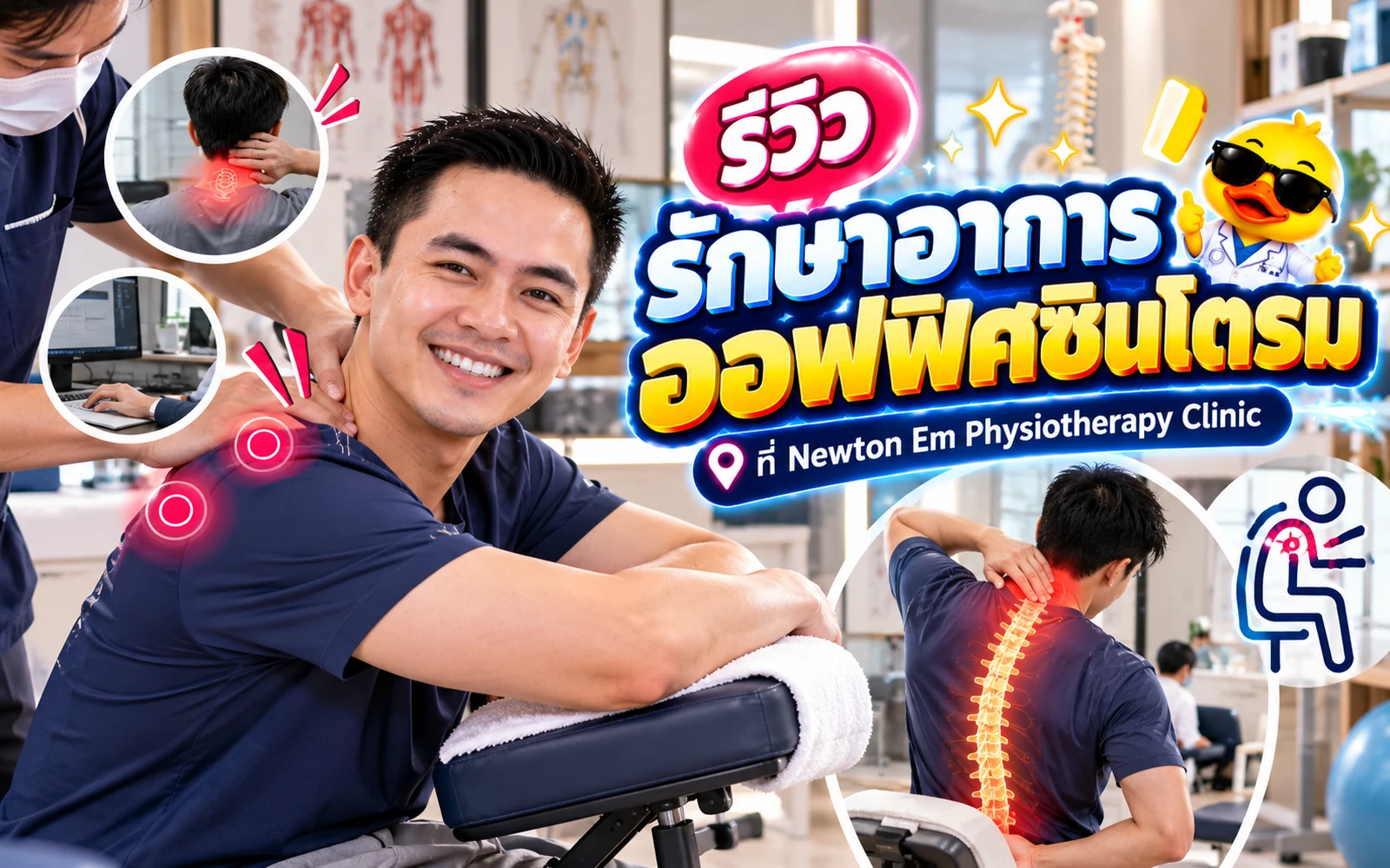 ภาพปกบทความ: รีวิวกายภาพบำบัดออฟฟิศซินโดรม: ขั้นตอนรักษา 3 ครั้ง