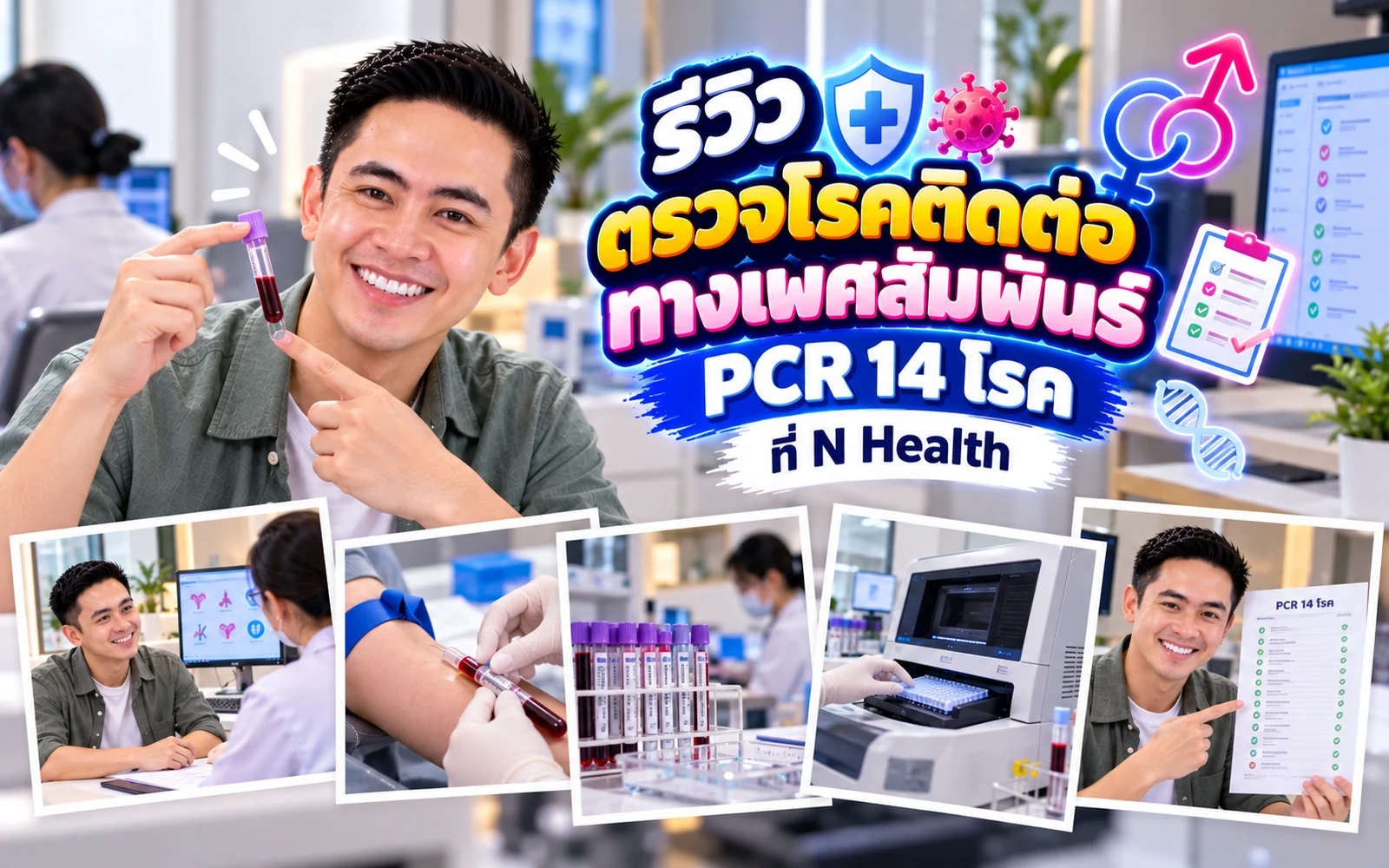 ภาพปกบทความ: รีวิวตรวจโรคติดต่อทางเพศสัมพันธ์ PCR 14 โรค ที่ N Health: ขั้นตอนและข้อควรรู้