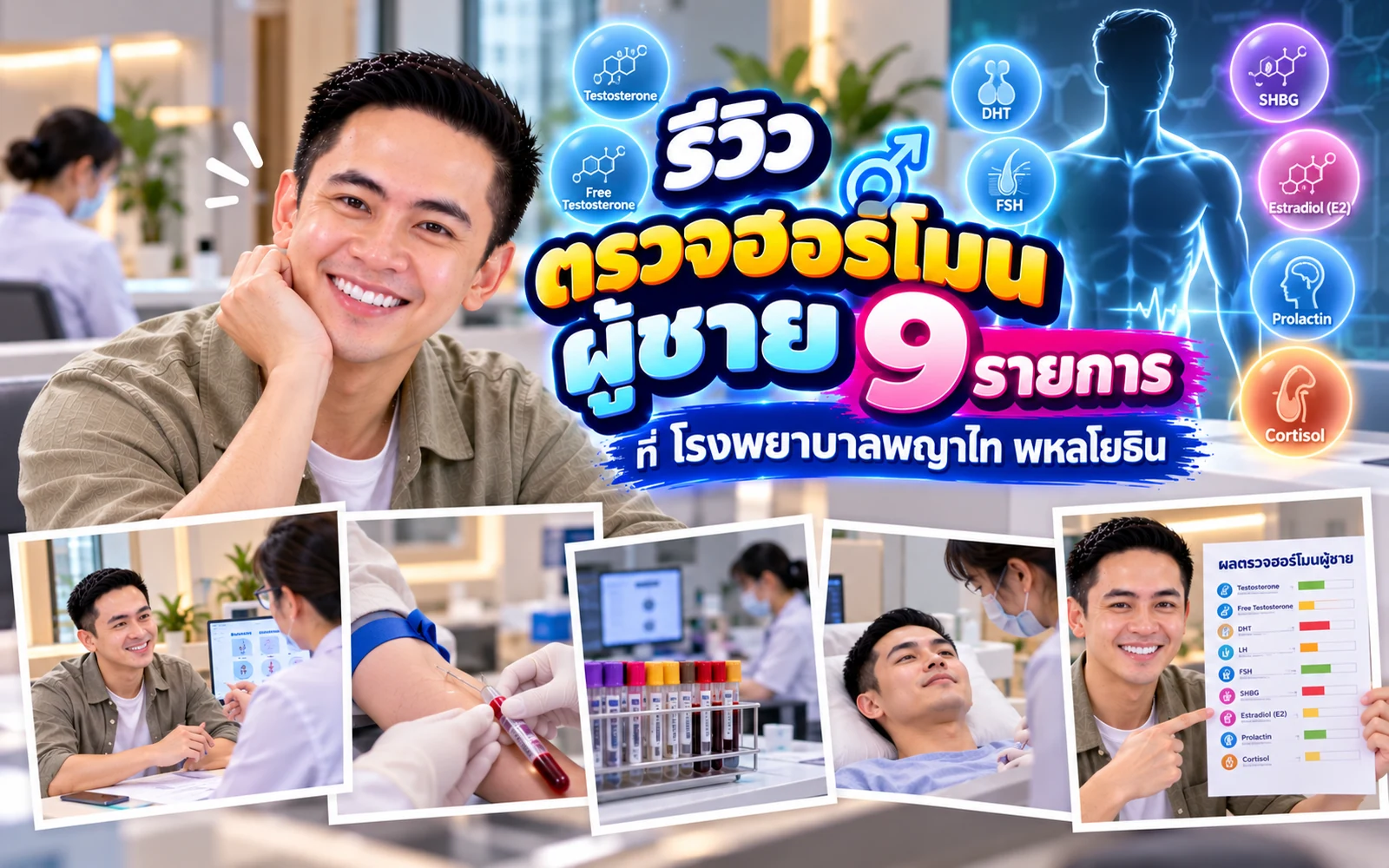 ภาพปกบทความ: รีวิวตรวจฮอร์โมนผู้ชาย 9 รายการ ที่พญาไท พหลโยธิน: ขั้นตอนและการฟังผล