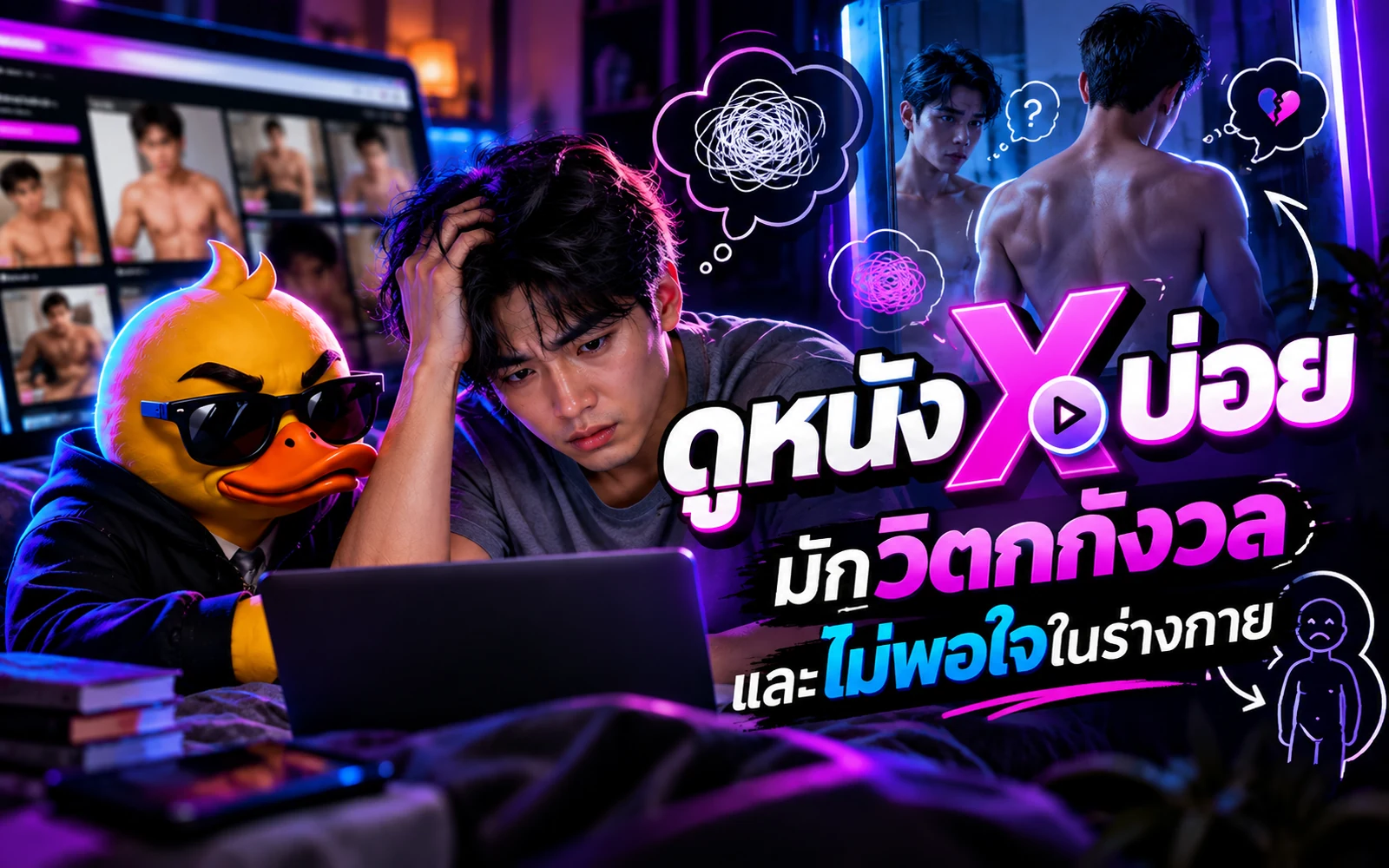 ภาพปกบทความ: ดูหนังโป๊บ่อย ผลกระทบต่อจิตใจ: งานวิจัยชี้เสี่ยงวิตกกังวลและไม่พอใจในร่างกายตัวเอง