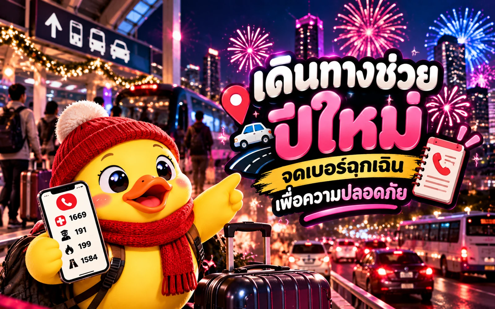 ภาพปกบทความ: เดินทางช่วงปีใหม่ จดเบอร์ฉุกเฉินเพื่อความปลอดภัย: อัปเดตและจัดอันดับเบอร์สำคัญ