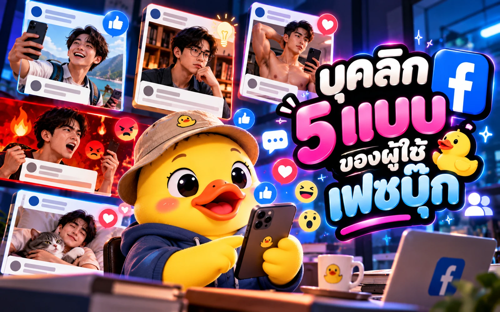 ภาพปกบทความ: บุคลิกภาพผู้ใช้เฟซบุ๊ก 5 แบบ ตามหลักจิตวิทยา Big Five