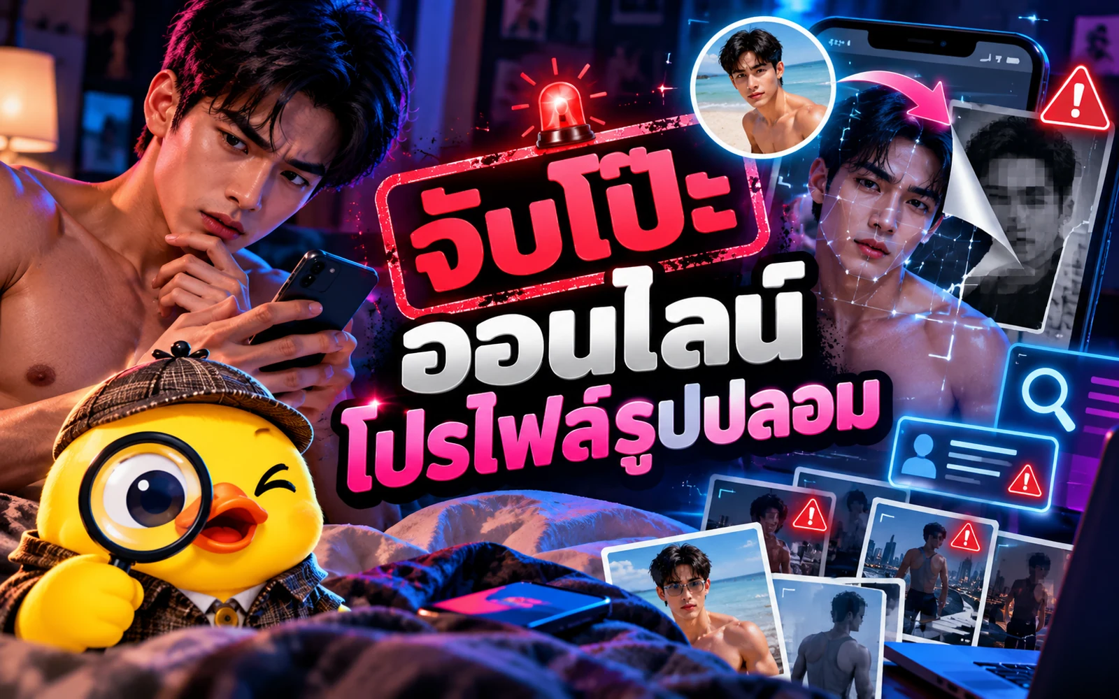 ภาพปกบทความ: จับโป๊ะออนไลน์ โปรไฟล์รูปปลอม: วิธีเช็คโปรไฟล์ปลอมในแอปหาคู่
