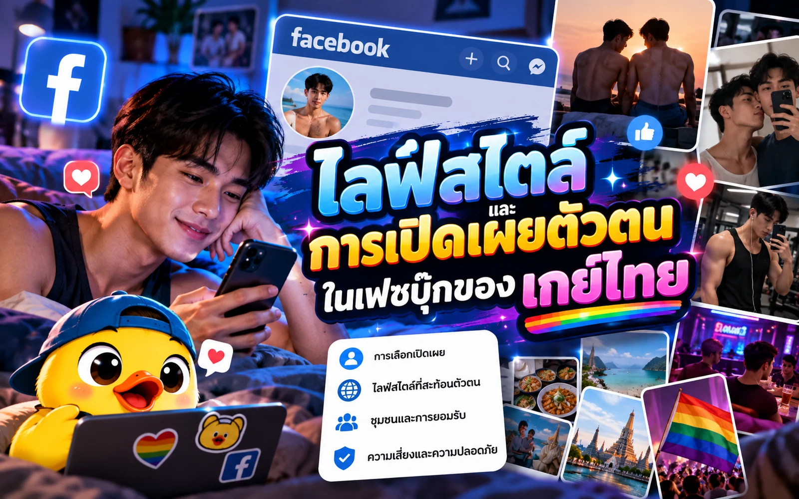 ภาพปกบทความ: ไลฟ์สไตล์และการเปิดเผยตนเองในเฟซบุ๊กของเกย์ไทย: มุมมองเชิงวิชาการ