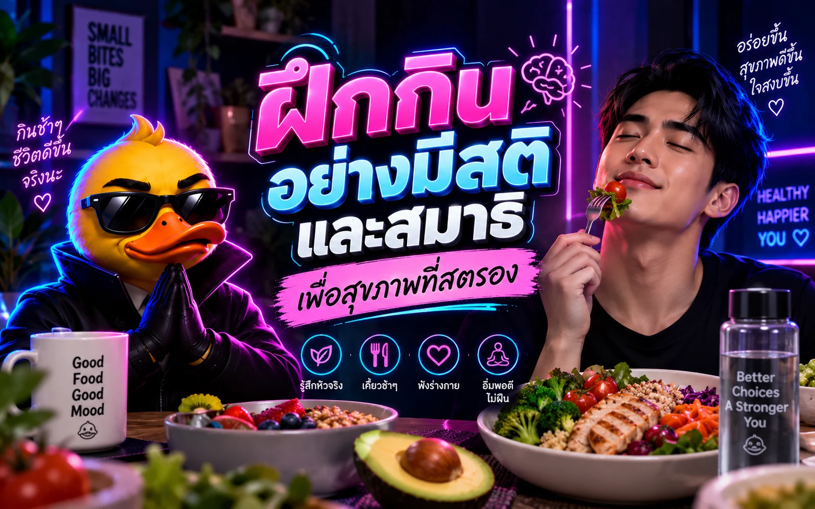 ภาพปกบทความ: ฝึกกินอย่างมีสติและสมาธิ เพื่อสุขภาพที่สตรอง: วิธีกิน Mindful Eating