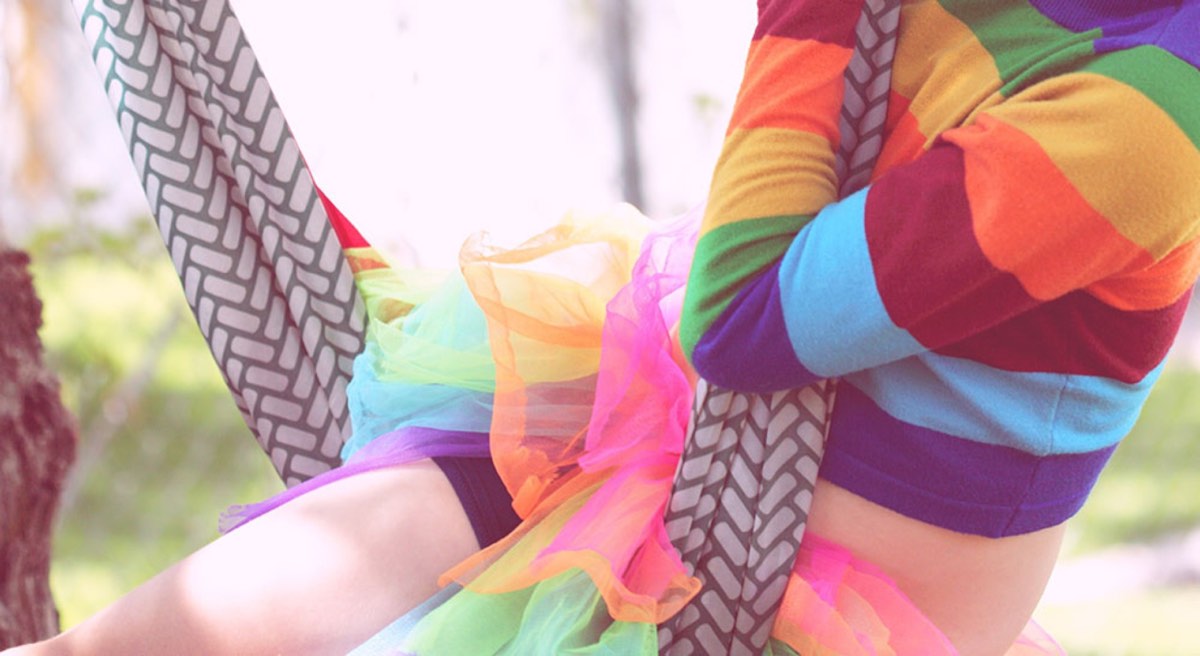 Gender non-conforming 10 year old child plarying outside