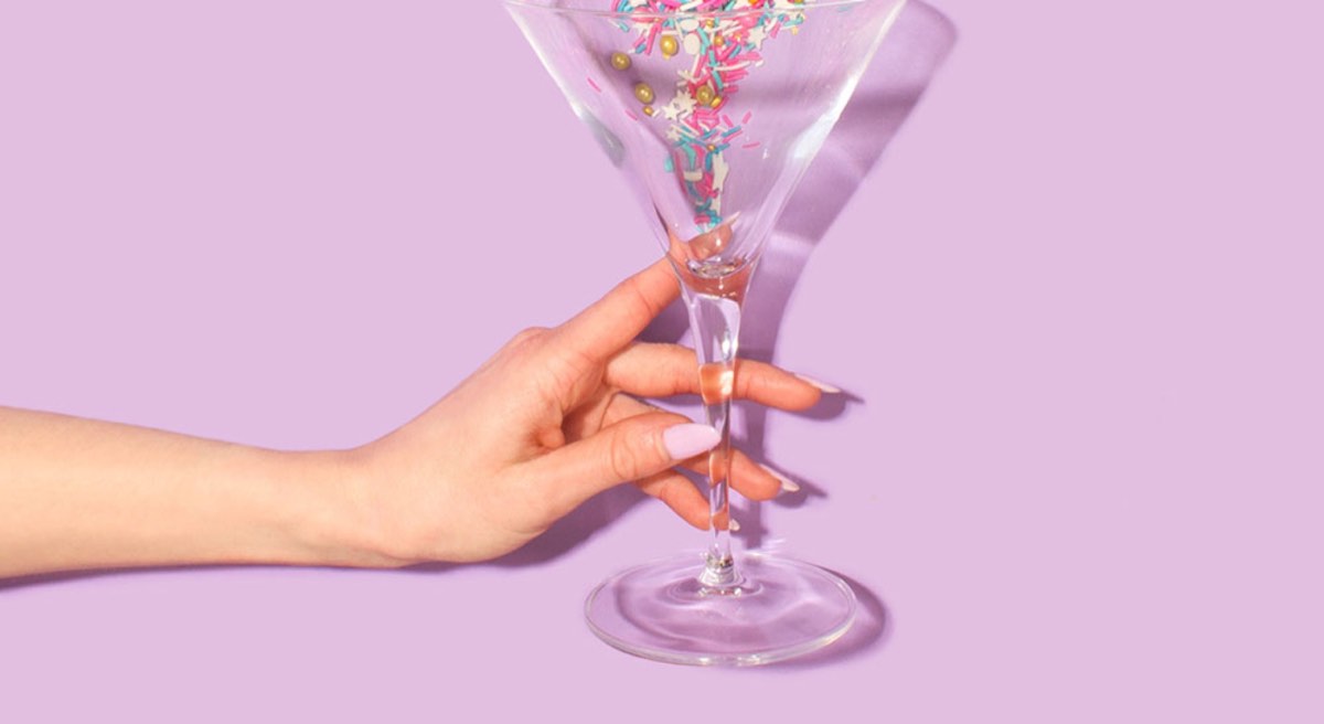 Glass with pink blackground