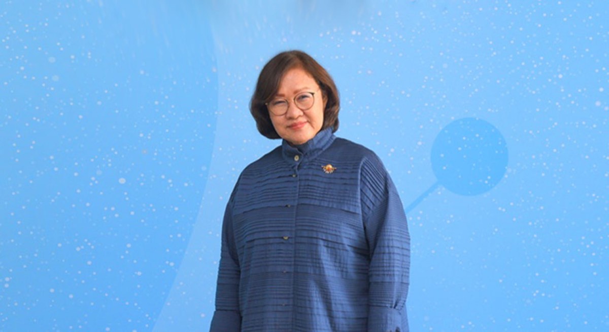 woman on blue blackground