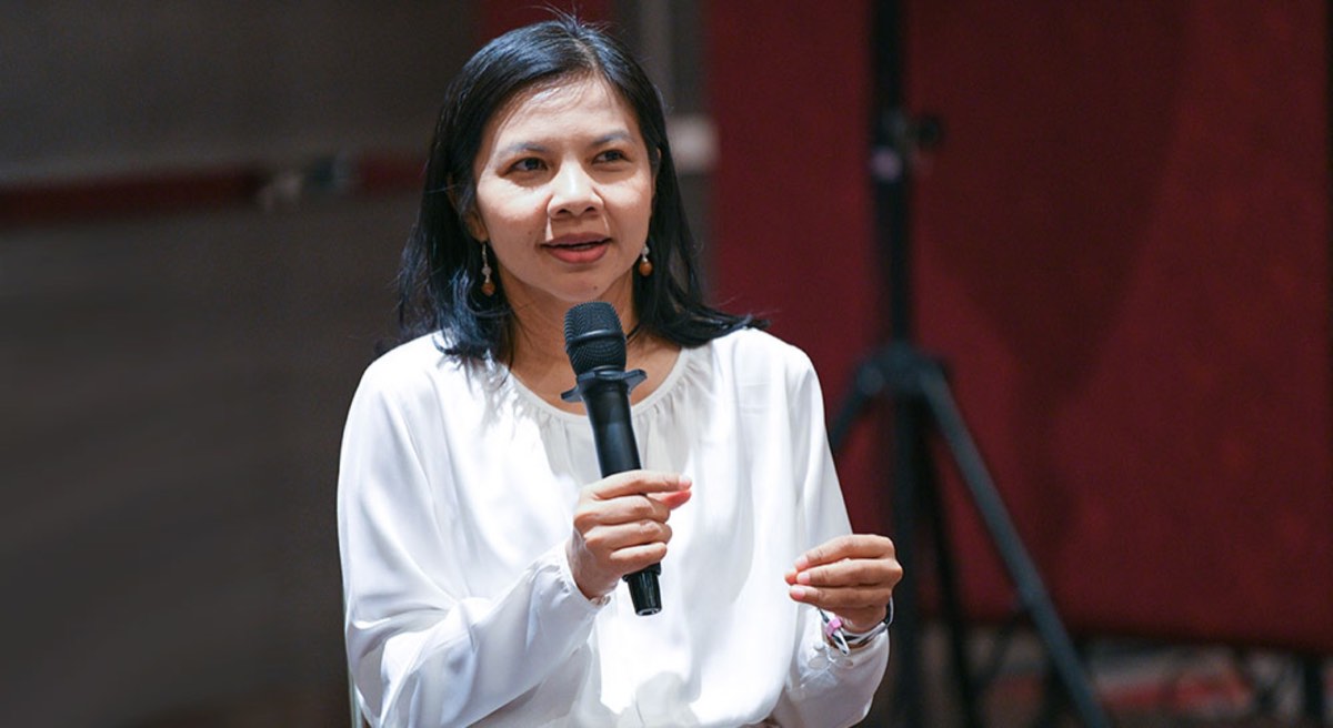 A Woman with Microphone